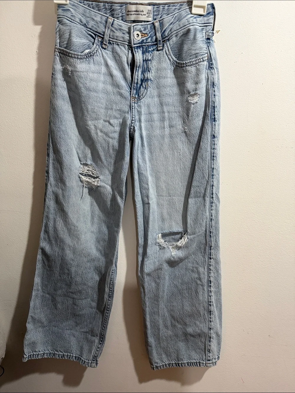 abercrombie kids Light Blue Distressed Straight Leg Jeans